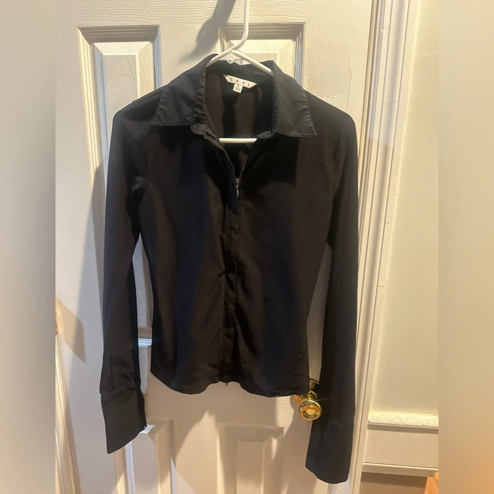 Cabi Black Double Zip Stretch Yoga‎ Jacket Nylon Small